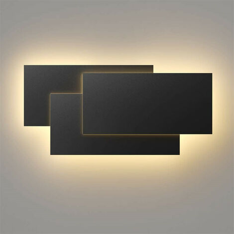 LED Aplique de Pared Interior Exterior Industrial Blanco Cálido Lámpara de Forma Rectángulo IP44 Luz Decoración para Dormitorio Cocina Comedor Negro 1PCS (1/5)