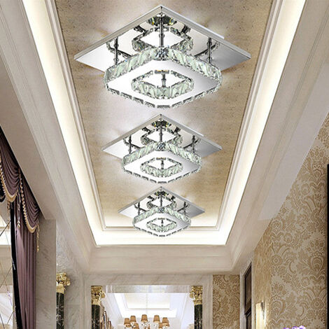 2x Lámpara de Techo de Cristal Luz de Techo de Acero Inoxidable LED Espejo 12W Lámpara Colgante Moderno para Sala de Estar Dormitorio