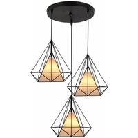Lamparas de Techo Retro Lámpara Colgante Vintage - E27 Iluminación Colgante con 3 Metal Jaulas Industrial Diseño Negro