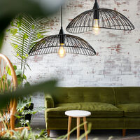 Lámpara Colgante 2 Piezas, Vintage Lámpara de Techo con Ø50cm Posee Jaula de Metal, Industrial Estilo Iluminación Decor Art Luz E27 para Dormitorio Cocina Comedor Cafe (Negro)