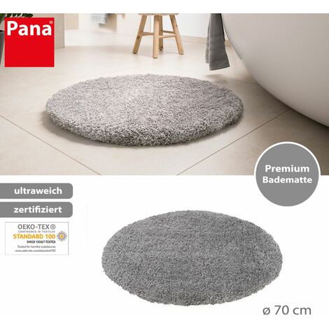PANA® Vienna flauschige Hochflor Badematte • rund 70 cm Ø • Grau
