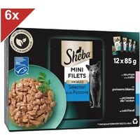 SHEBA Mini Filets 72 Sachets fraîcheur coffret océan sauce pour chat 85g (6x12)