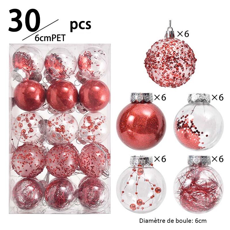 Lot De 12 Boules De Noël Décoratives - En Plastique - Forme De Fruit