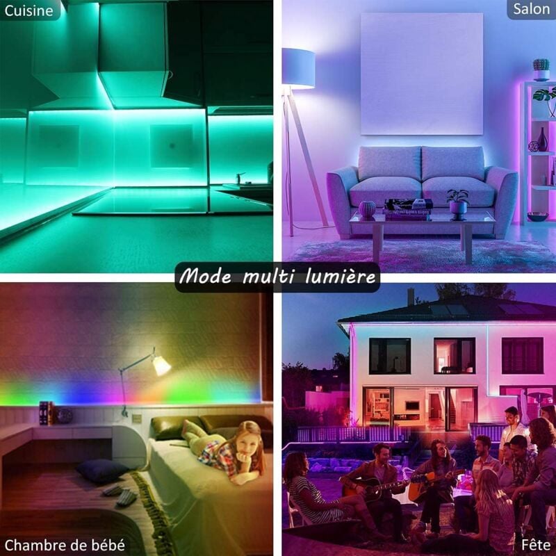 Ruban LED, Bande LED 1M 3528 RGB Bande Lumineuse Multicolore, pour Fête  Décor pour la Maison Chambre Bar - Cdiscount Maison