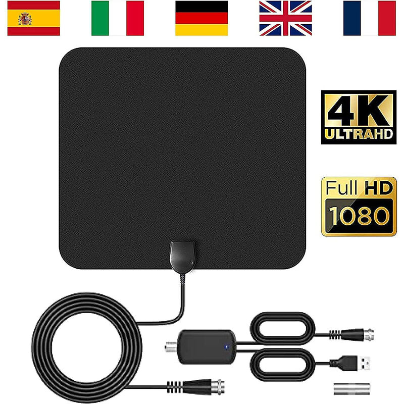 Antenne TV TNT HD intérieure amplifiée noire laquée avec filtre 4G/5G  sélectionnable - SEDEA - 326045