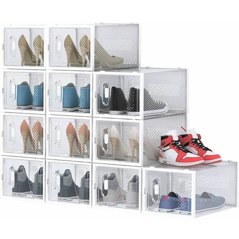Lot de 12 Boîtes à Chaussures/Rangement Empilables transparentes