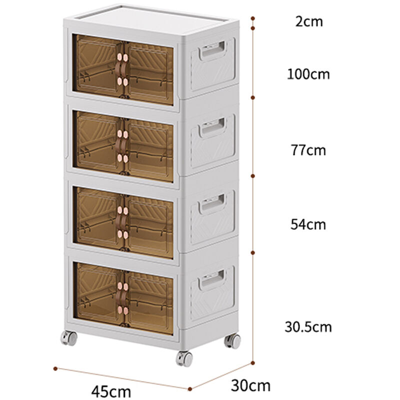 MECOLOR Lot de 5 bacs de rangement pliables en plastique avec couvercles et portes, 30 litres, essentiels pour la famille