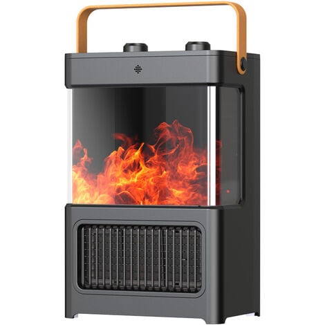 Radiateur soufflant Cheminée électrique - Effet flamme - 1500 W - Chauffage  avec fonction de chauffage commutable - 40,5 x 24 x 45 cm HENGMEI