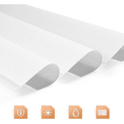 Store Enrouleur Jour Nuit Zébré sans Perçage 55 x 170 cm Blanc Facile à Installer avec Clips pour Fenêtre ou Porte