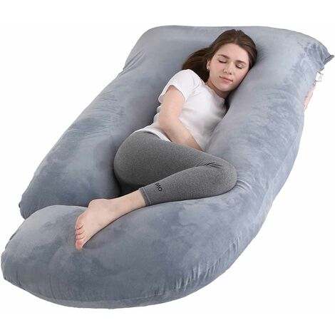 Freosen – Coussin de grossesse et d'allaitement en forme de U 140x66 cm – Housse en velours lavable – Remplissage polyester et coton ajustable