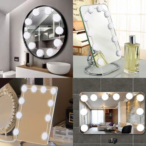 Lumière Miroir Maquillage Jinlaili - 10 Ampoules LED Dimmable - 3 Couleurs Et 9 Luminosités - USB
