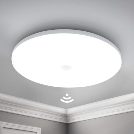 Plafonnier LED Detecteur de Mouvement 24W 2400LM 30CM Rond Lampe Plafond Moderne 6500K Blanc Froid Escalier Couloir Garage Balcon (1/5)