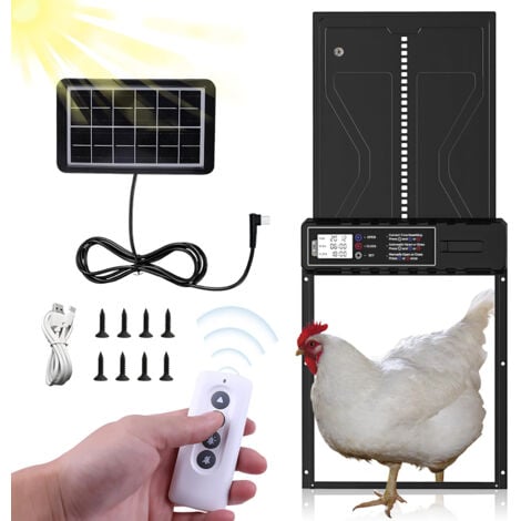 Clapet De Poulailler Solaire Automatique - Porte De Poulailler Electrique Avec Minuteur Panneau Solaire Telecommande Manuel Protection Intelligente Contre Le Pincement Marron 90184668