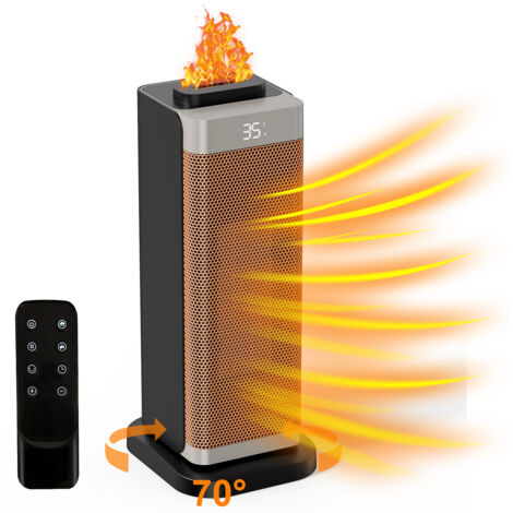 Radiateur soufflant électrique Salon 2000W Effet de Flamme Fonction d’Humidificateur Ventilateur de chauffage silencieux (1/5)