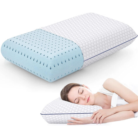 Oreiller Ferme Epais Memoire Forme 60x40cm Rectangulaire Coussin Respirant Housse Lavable Coussin Orthopédique Cervicale