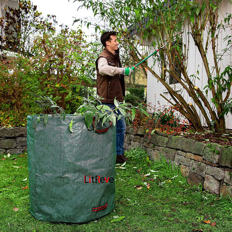 Sacs à déchets de jardin, poubelle en tissu tissé 3 pièces, ramassage  robuste avec poignée, nettoyage