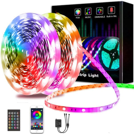 Ruban Led 20m(10m*2, Led 5050 Rgb Bande Lumineuse Multicolore Tlcommande,  Synchroniser Avec La Musique, ,bande Led Lumineuse Led Ruban Kit Pour  Hellow