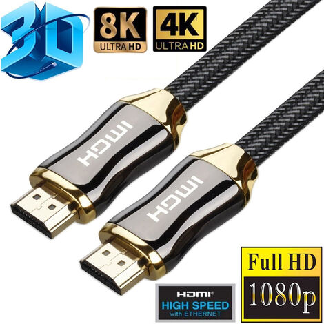 BLEOSAN 2M Câble HDMI 8K- 4K professionnel 2.1 3D Full HD Haute Vitesse par  Ethernet 48Gb/