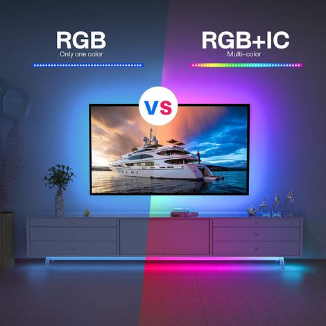 Ruban LED TV 3m Bande Lumineuse RGBIC avec Télécommande USB App