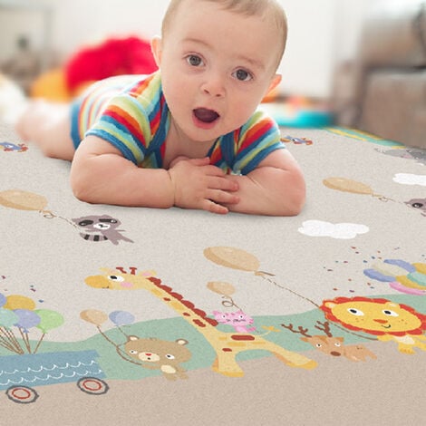 Tapis de Jeu enfant bébé 200x180 cm de sol en mousse Tapis Ramper Zone pour  Enfants Pliable