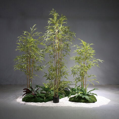 Lot de 2 Bamboo Artificiel 150cm Tronc Branches Naturels Plante  Artificielle Deco Fausse Plante Interieur Exterieur