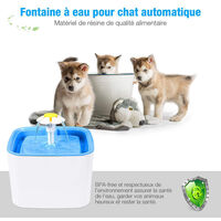 2.5L Fontaine à Eau pour Chat Chien, Distributeur d'Eau Fontaine pour Chat Animaux Filtre Remplaçable Électrique Pompe Silencieuse