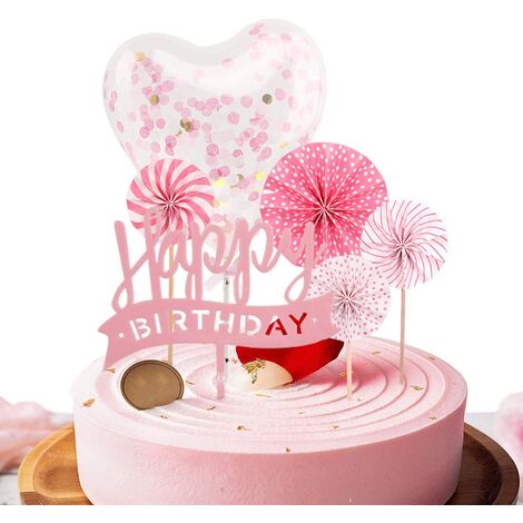MINKUROW Happy Birthday Cake Topper Set di Decorazione per Torte di Compleanno 20 Pezzi Decorazione Topper con Candele Palloncino Pentagramma Oro per Della Festa di Compleanno 
