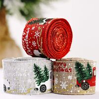 3 rotoli Natale Wired Edge Nastri Nastri di tela stampata camion vintage per avvolgere regali Albero di Natale Archi Decorazione artigianato