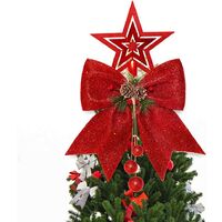 Decorazioni con fiocco per festival - 4 pezzi fiocco natalizio ghirlande rosse fiocchi fiocco grande albero di Natale fiocco con paillettes per decorazione ornamentale