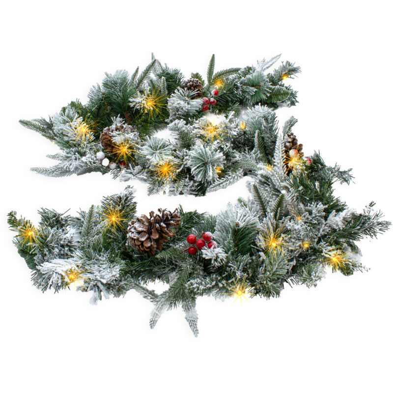Couronne De Noël LED 3m Avec Fleurs Artificielles – Décoration Festive Pour Porte, Mur Ou Table
