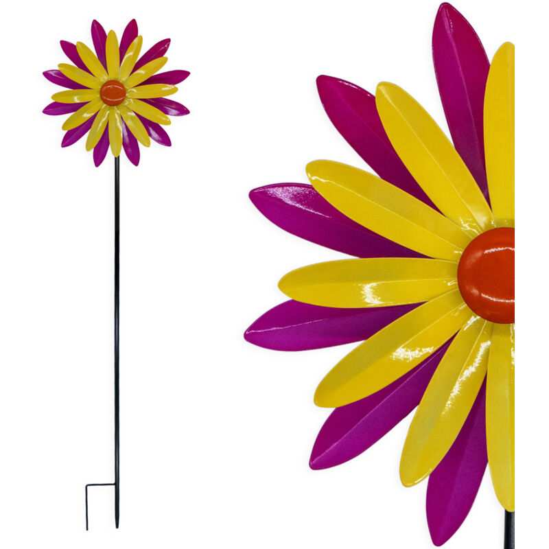Éolienne Décorative En Métal Pour Jardin - Moulin à Vent Coloré De 90 Cm Avec Base à Planter