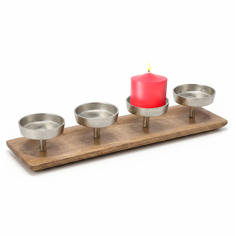 Couronne De L'Avent En Aluminium 28 Cm - Pour 4 Bougies Piliers, Décoration Noël