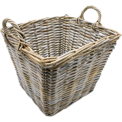 Lot De 2 Paniers En Osier Avec Poignées - 25x17.5x7.5cm - Rangement Salle De Bain Ou Cuisine - Style Rotin