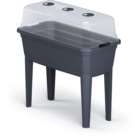 Spetebo – Serre surélevée en plastique 78 x 75 cm – Couvercle avec fentes d'aération – Trou de drainage – Montage rapide par clic