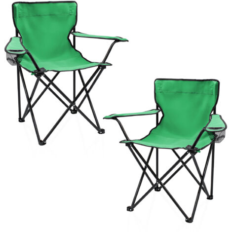Hyfive Chaise De Camping Pliante – Vert, Dossier Haut, Accoudoirs, Porte-gobelet, Capacité 120 Kg