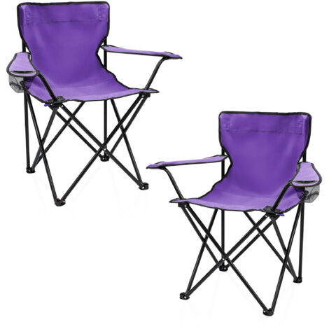 Spetebo – Chaise de camping pliante set de 2 – Violet – Hauteur d'assise 40 cm – Sac de transport et porte-boisson inclus – 1,6 kg par chaise