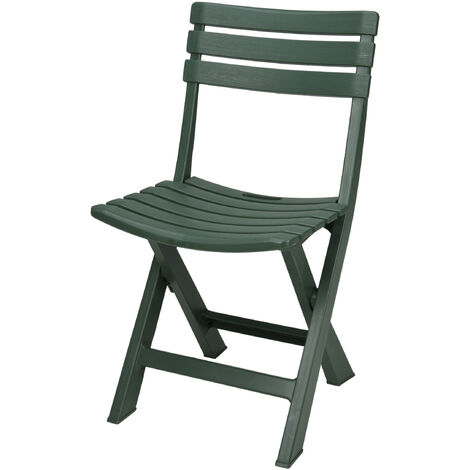 Spetebo – Chaise de jardin pliante en plastique vert forêt – 80x45 cm – Hauteur d'assise 44 cm – Conception peu encombrante pour extérieur