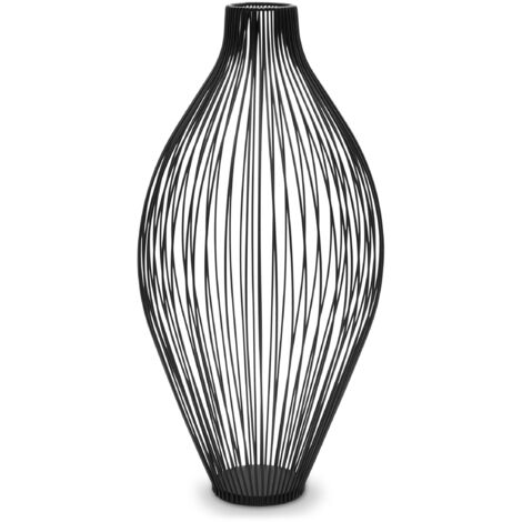 Spetebo – Vase décoratif en métal noir 45 cm – Forme bulbeuse – Pour fleurs artificielles – Design moderne en grille
