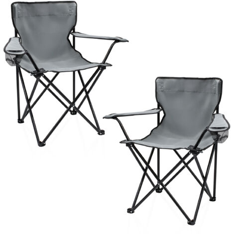 Pack de 2 Chaise de camping en gris - 2 pièces