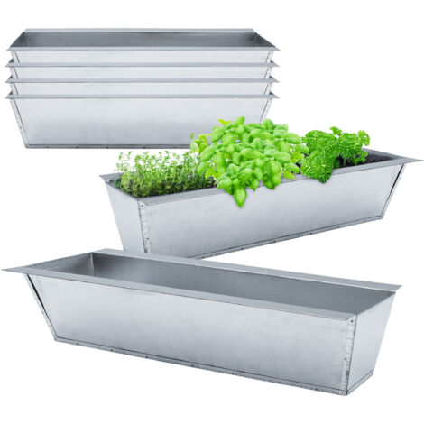 Spetebo – Jardinière en zinc pour palettes Euro – Lot de 6 bacs suspendus – Dimensions 38x13x9 cm – Couleur argent – Résistante aux intempéries