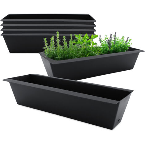 Spetebo – Jardinière en plastique pour palettes Euro – Lot de 6 bacs anthracite – Résistante aux intempéries – Dimensions 37x12,5x9,5cm