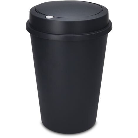 Poubelle avec couvercle PUSH en anthracite - capacité env. 50 litres - poubelle