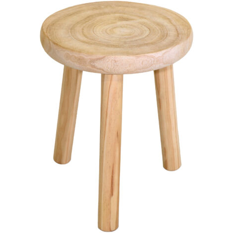 Tabouret en bois avec 3 pieds - Ø 30 cm - Tabouret déco rond naturel