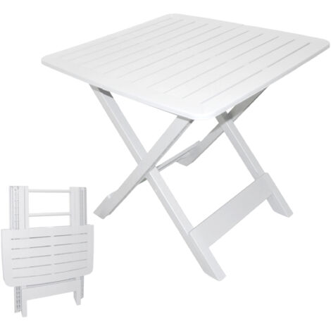 Spetebo – Table pliante Tevere blanche 72 cm – Pliable – Polyéthylène résistant aux intempéries – Table d'appoint pour événements extérieurs