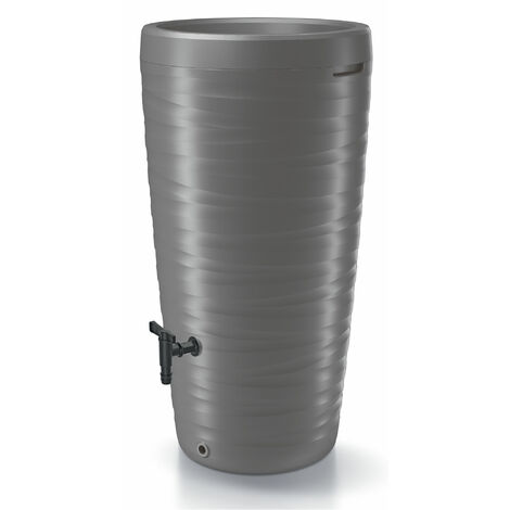 Spetebo – Baril d'eau 240 litres gris avec robinet et jardinière – Plastique résistant aux intempéries – Dimensions 115cm x 57cm