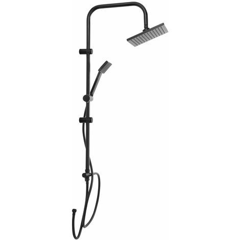 Appareil de douche à effet pluie apparente avec douche à main et bec de baignoire en noir mat｜Homary