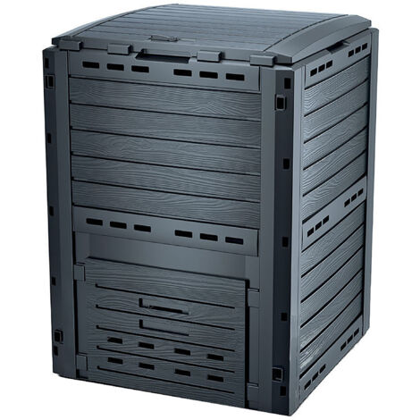 Spetebo – Composteur en plastique 280 litres – Dimensions 81 x 61 x 61 cm – Couvercle avec verrouillage coulissant – Trappe de vidange