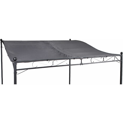 Spetebo – Toit de remplacement pour pavillon 300 x 250 cm – 100% polyester – Couleur gris – Fixation velcro et œillets métalliques