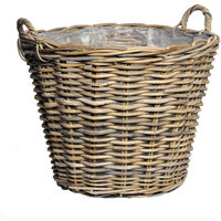 Panier bourguignon en osier brut et blanc (43 x 29 x 14-27 cm Panier bourguignon en osier brut et blanc (43 x 29 x 14-27 cm