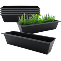 Spetebo – Jardinière en plastique pour palettes Euro – lot de 6 – 37 cm x 12,5 cm x 9,5 cm – couleur anthracite – résistante aux intempéries